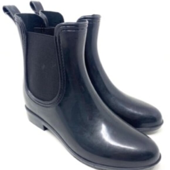 INC International Concepts Raelynn Ankle Boots Glossy Black Rain Boot Size 5 - Picture 1 of 10
